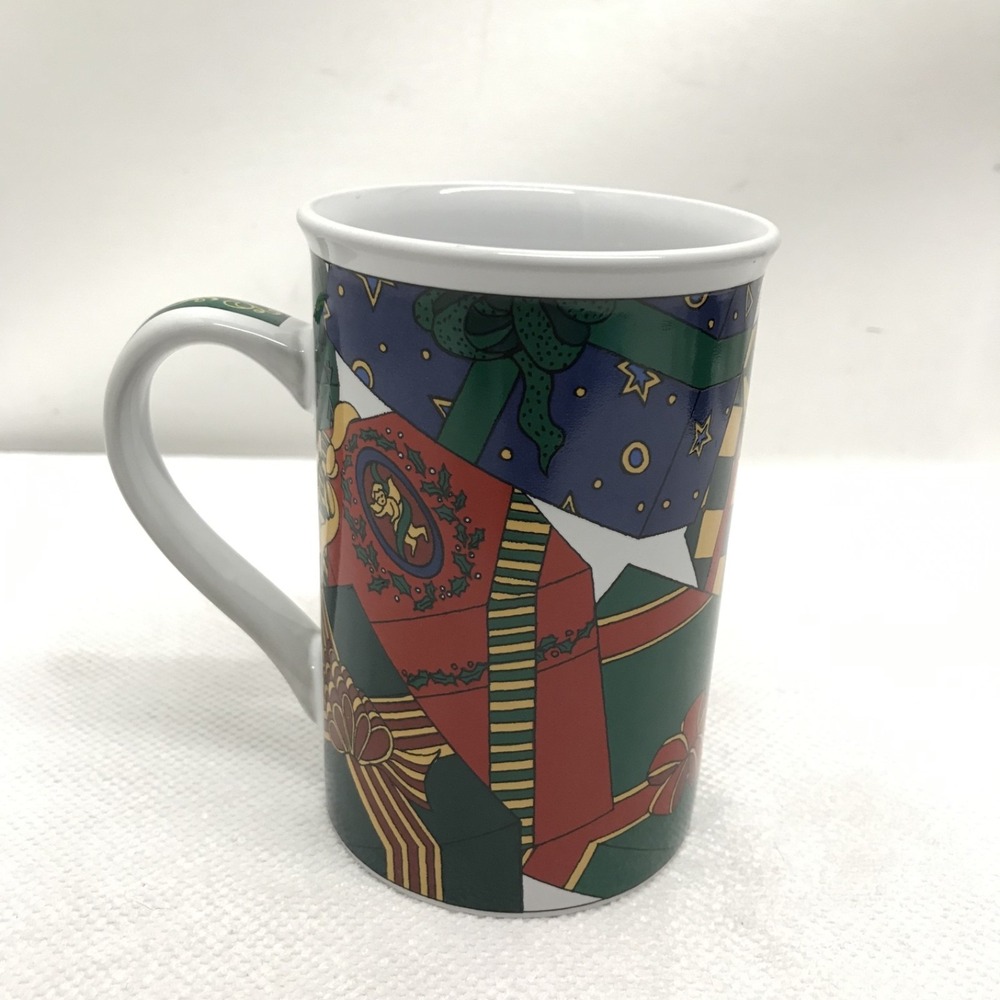 Colorful Presents Funnel Wide Rim Coffee Mug HOLIDAY LIMITED EDITION 1995 VINTAG - Picture 2 of 8